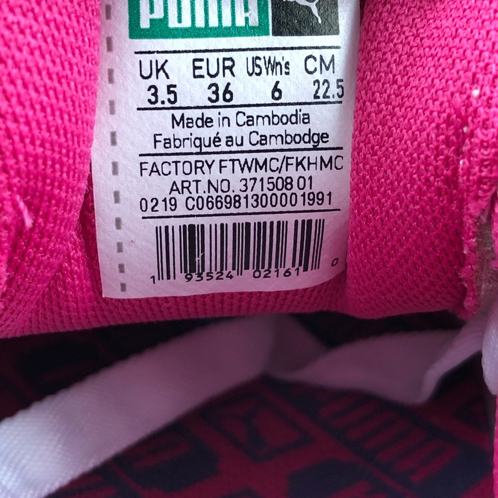 Puma California Leather White Orange Pink Sneakers - Picture 7 of 8